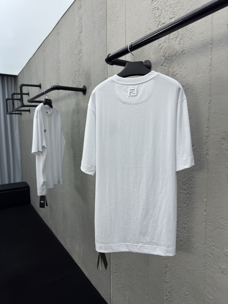 fendi Gourmet Pattern Embroidered Short Sleeve White 1
