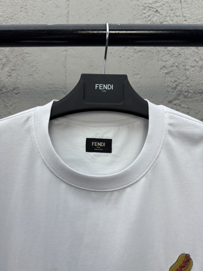 fendi Gourmet Pattern Embroidered Short Sleeve White 2
