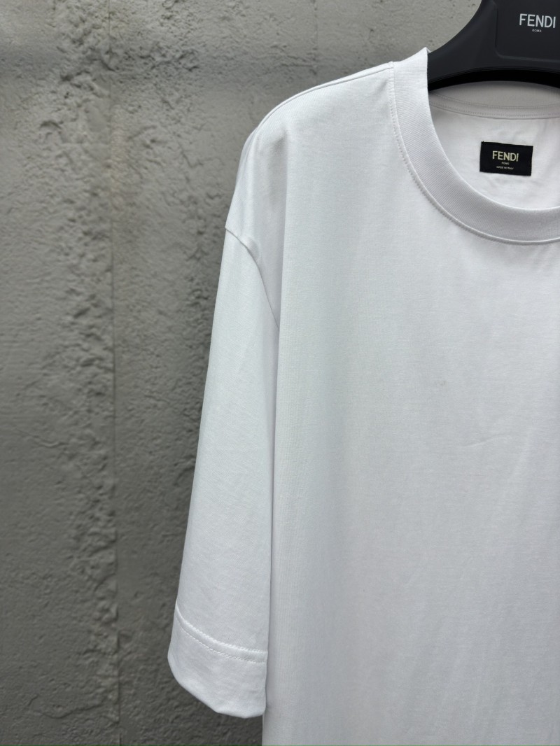 fendi Gourmet Pattern Embroidered Short Sleeve White 3