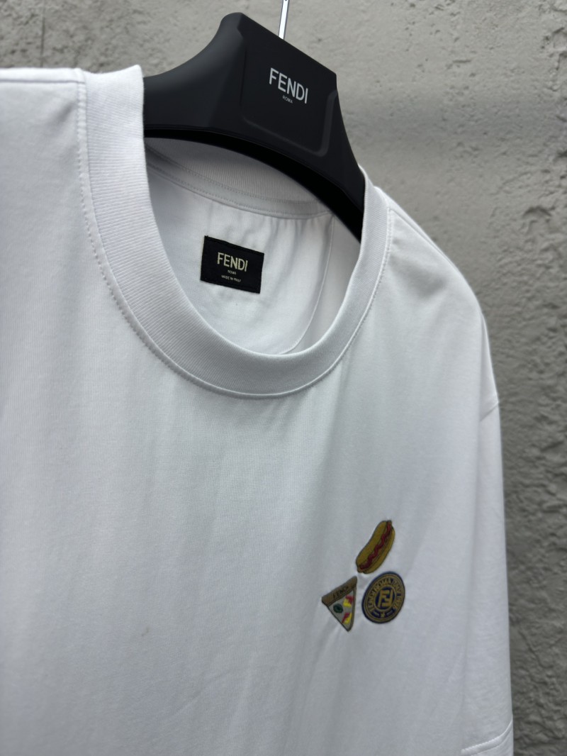 fendi Gourmet Pattern Embroidered Short Sleeve White 7