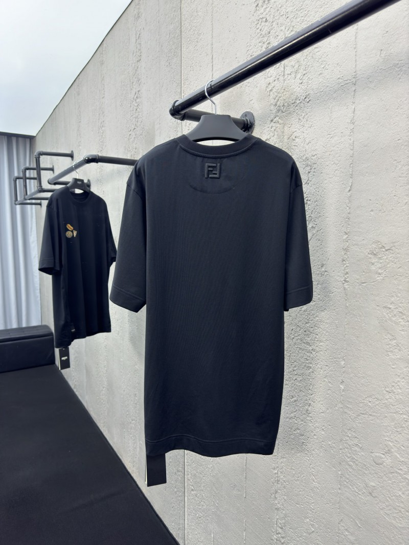 fendi Gourmet Pattern Embroidered Short Sleeve Black 1
