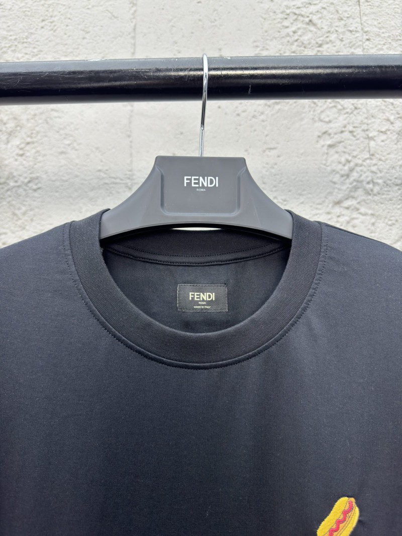 fendi Gourmet Pattern Embroidered Short Sleeve Black 2