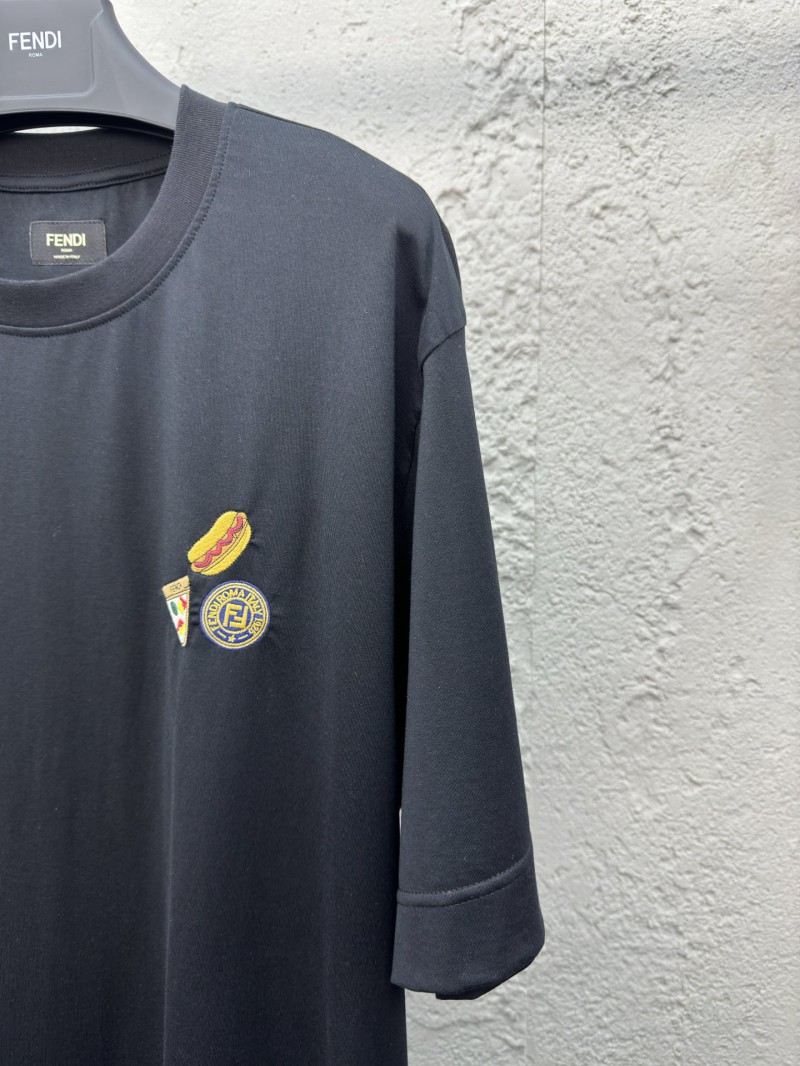 fendi Gourmet Pattern Embroidered Short Sleeve Black 4