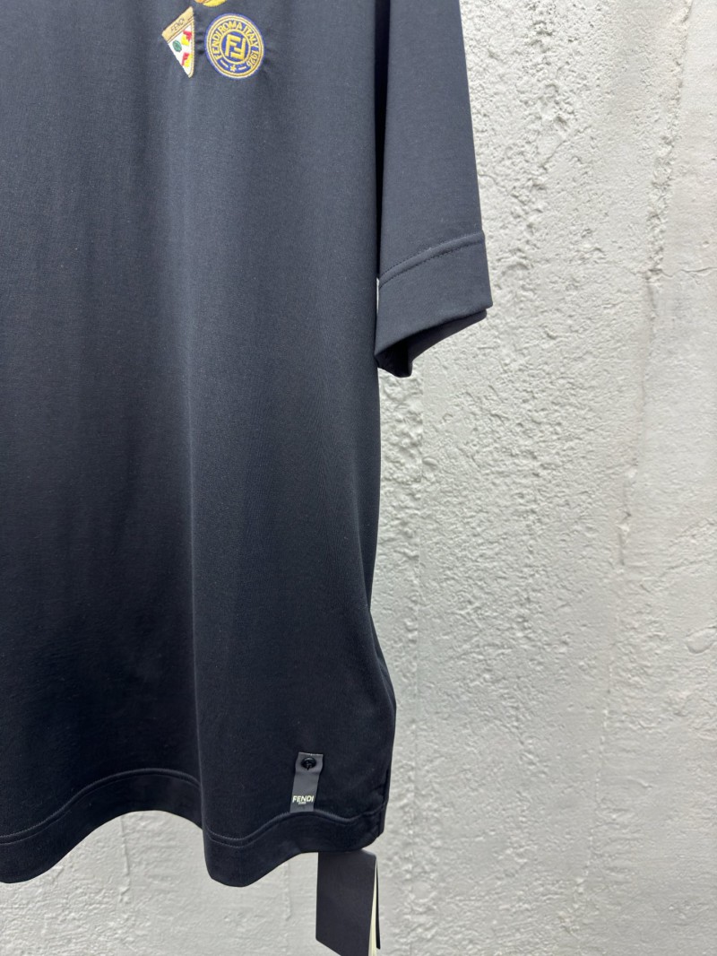 fendi Gourmet Pattern Embroidered Short Sleeve Black 6