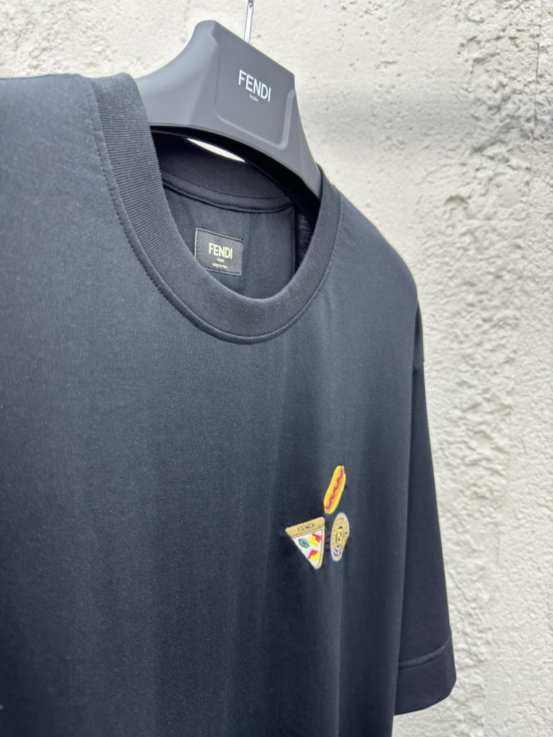 fendi Gourmet Pattern Embroidered Short Sleeve Black 7