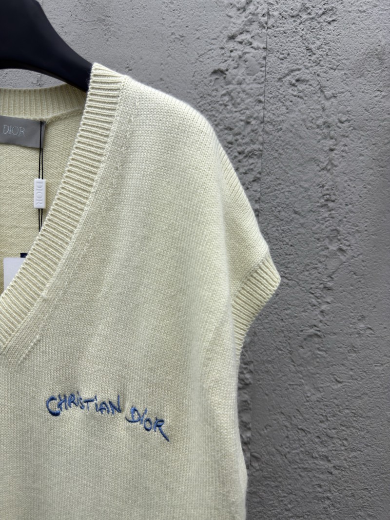Dior Letter Embroidered Sleeveless Sweater Vest 4