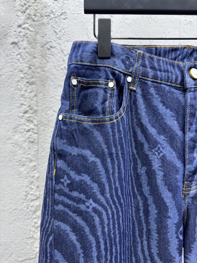 lv printed button and zipper flap jeans 3
