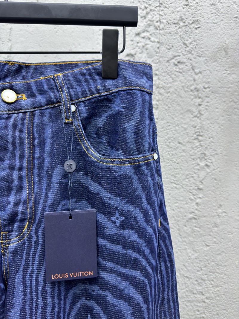 lv printed button and zipper flap jeans 4