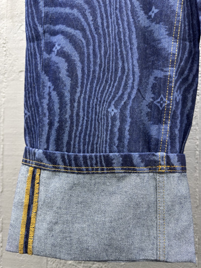 lv printed button and zipper flap jeans 5