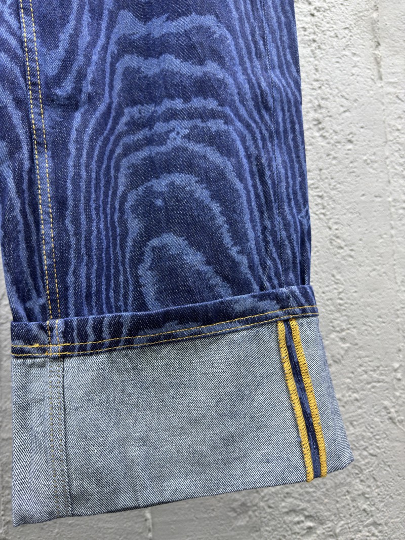 lv printed button and zipper flap jeans 6