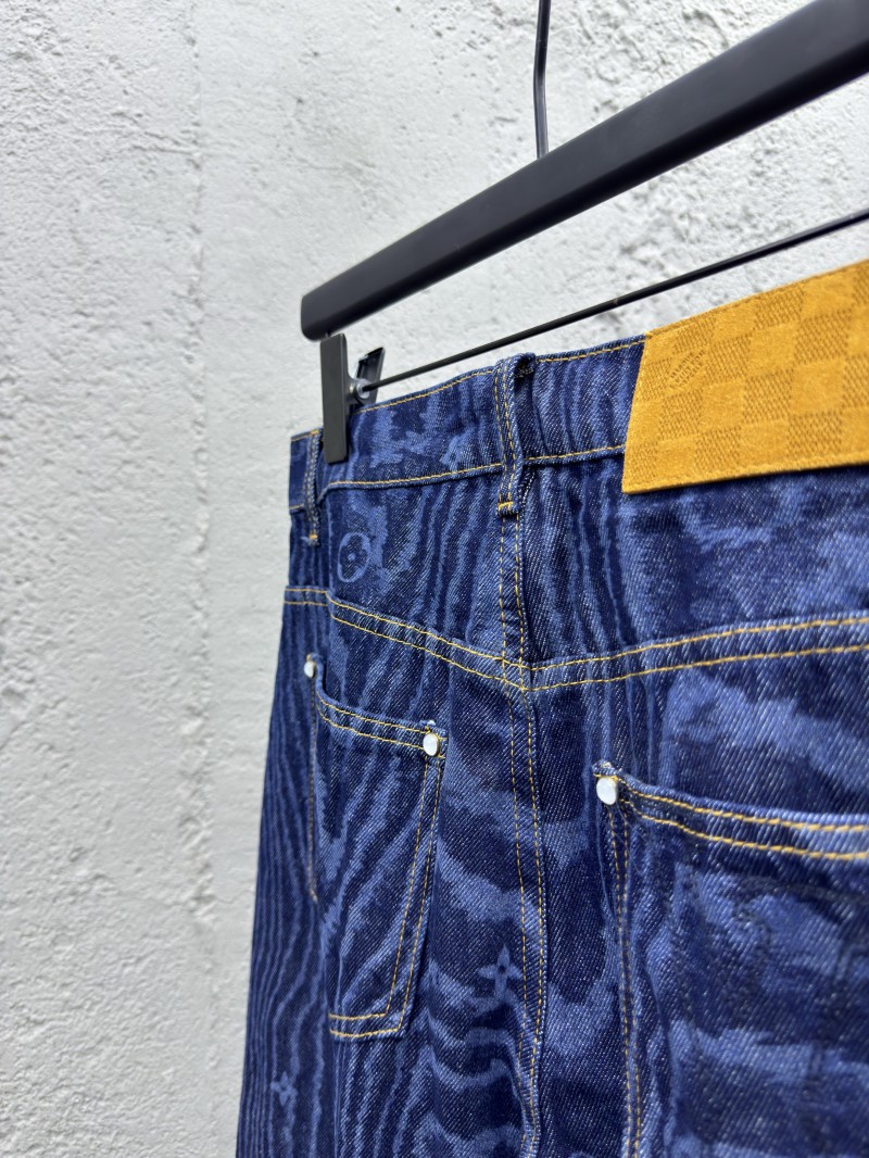 lv printed button and zipper flap jeans 8