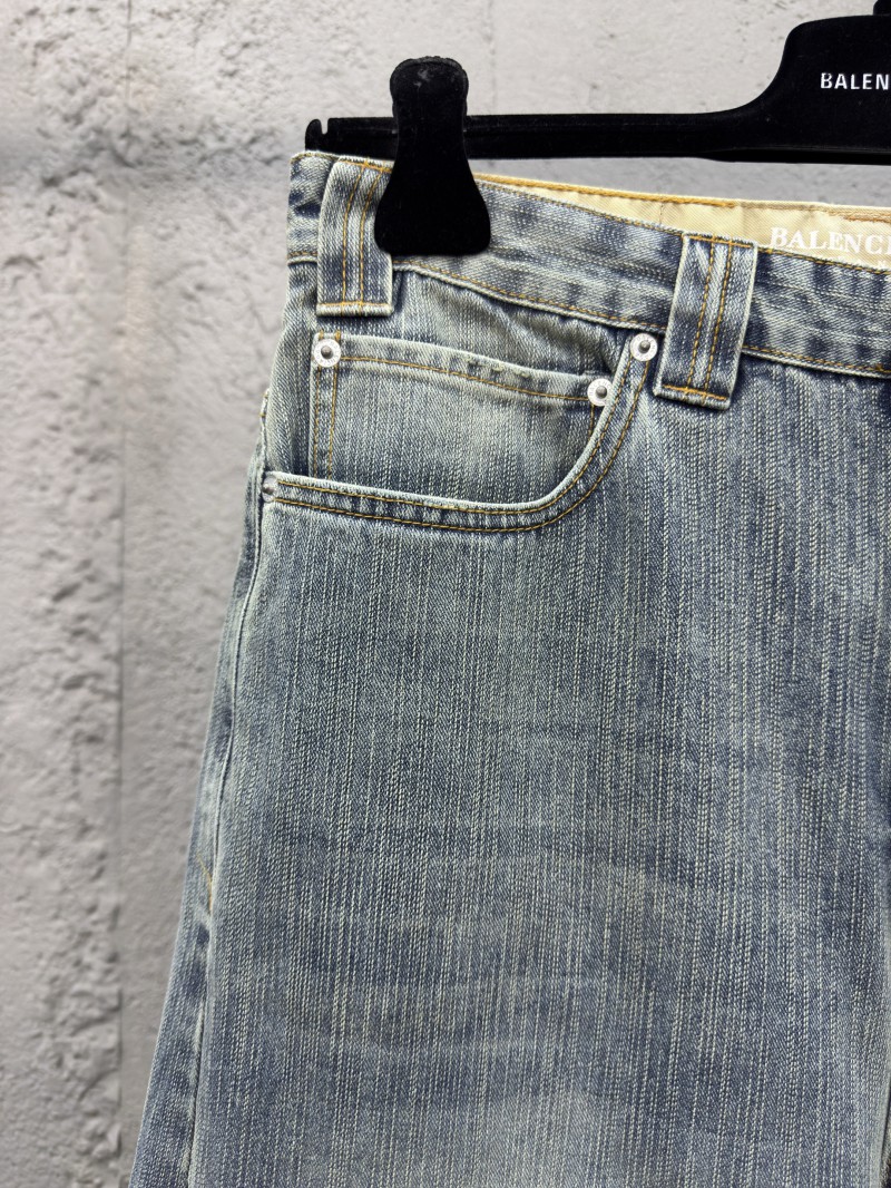 Balenciaga embroidered denim pants with red lettering 3