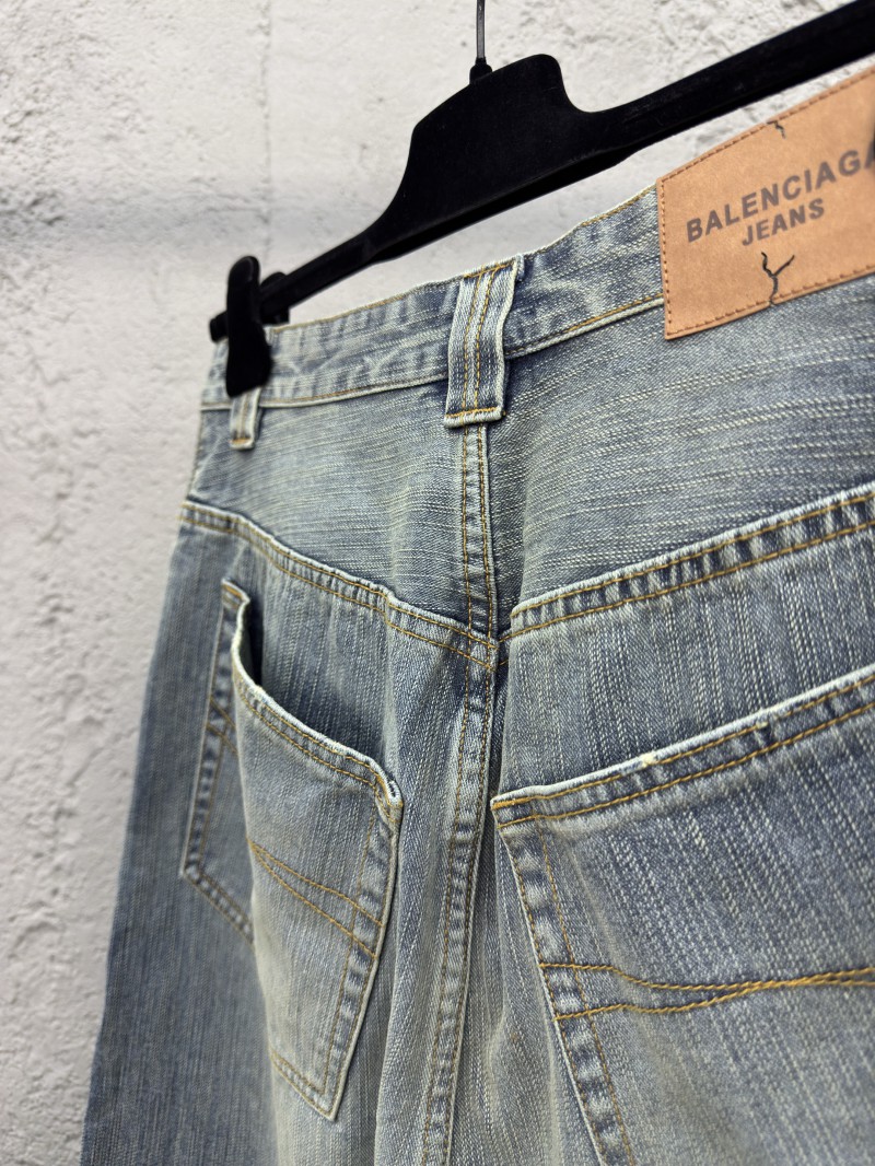 Balenciaga embroidered denim pants with red lettering 8
