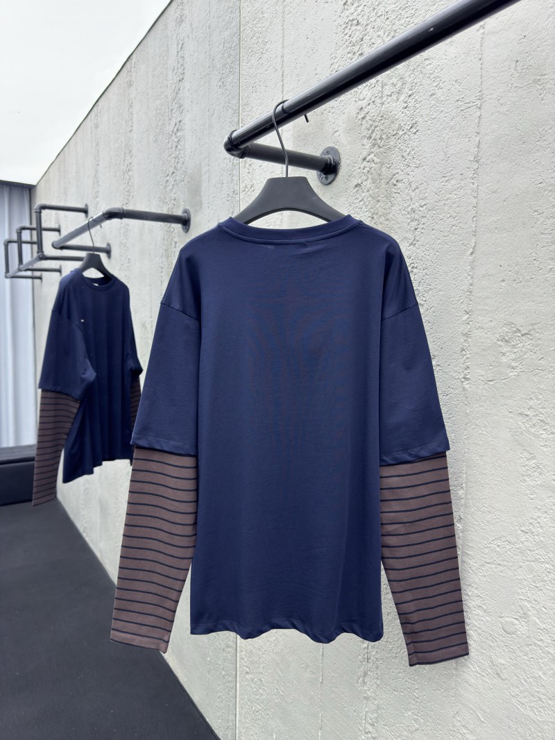 Miu Miu Brown Stripe Fake Two Piece Long Sleeve 1