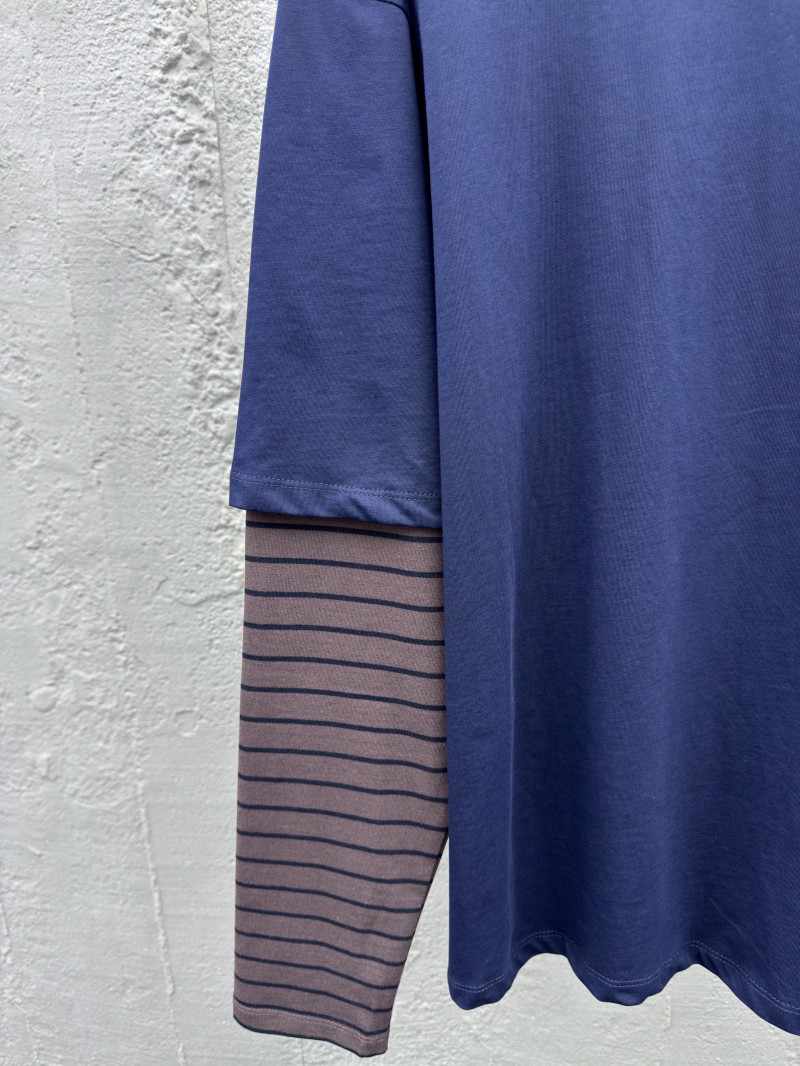 Miu Miu Brown Stripe Fake Two Piece Long Sleeve 5