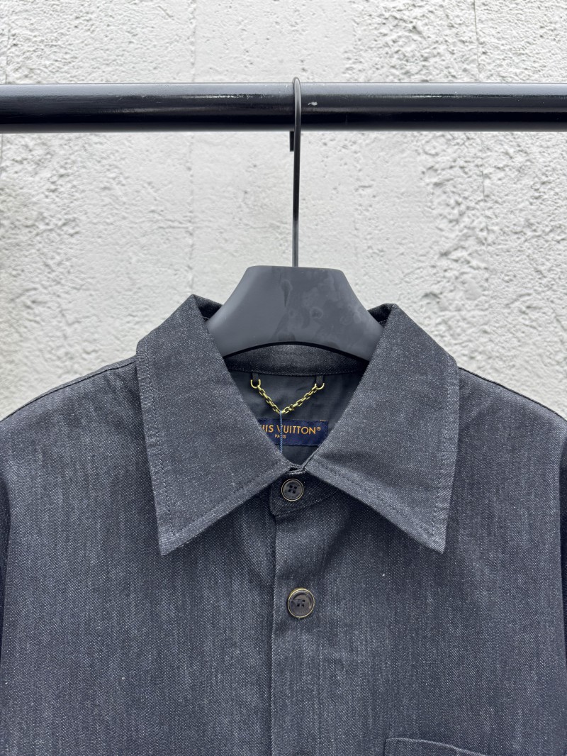 Lv 25Ss new black cotton lapel short sleeve shirt 2