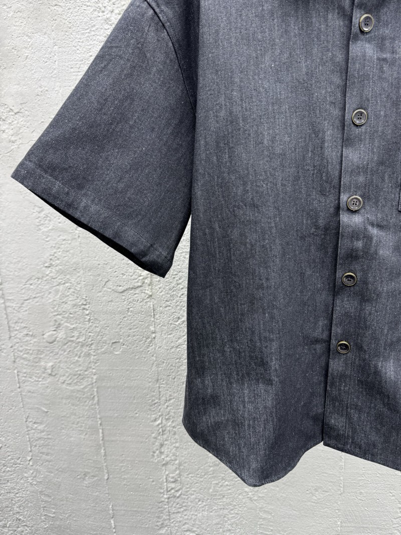 Lv 25Ss new black cotton lapel short sleeve shirt 5