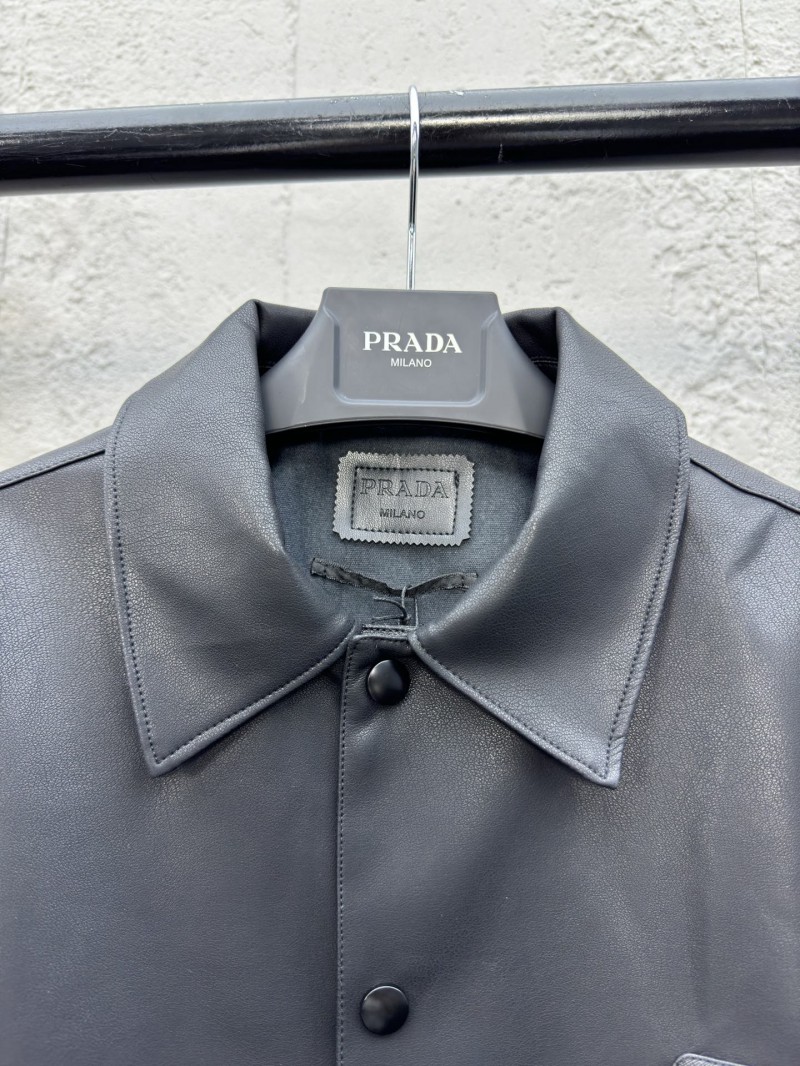 Prada Lambskin Triangle Label Leather Jacket 2