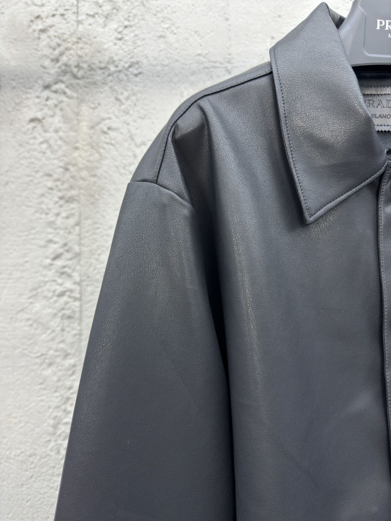 Prada Lambskin Triangle Label Leather Jacket 3