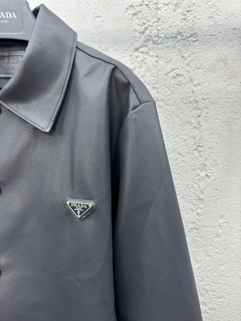 Prada Lambskin Triangle Label Leather Jacket 4