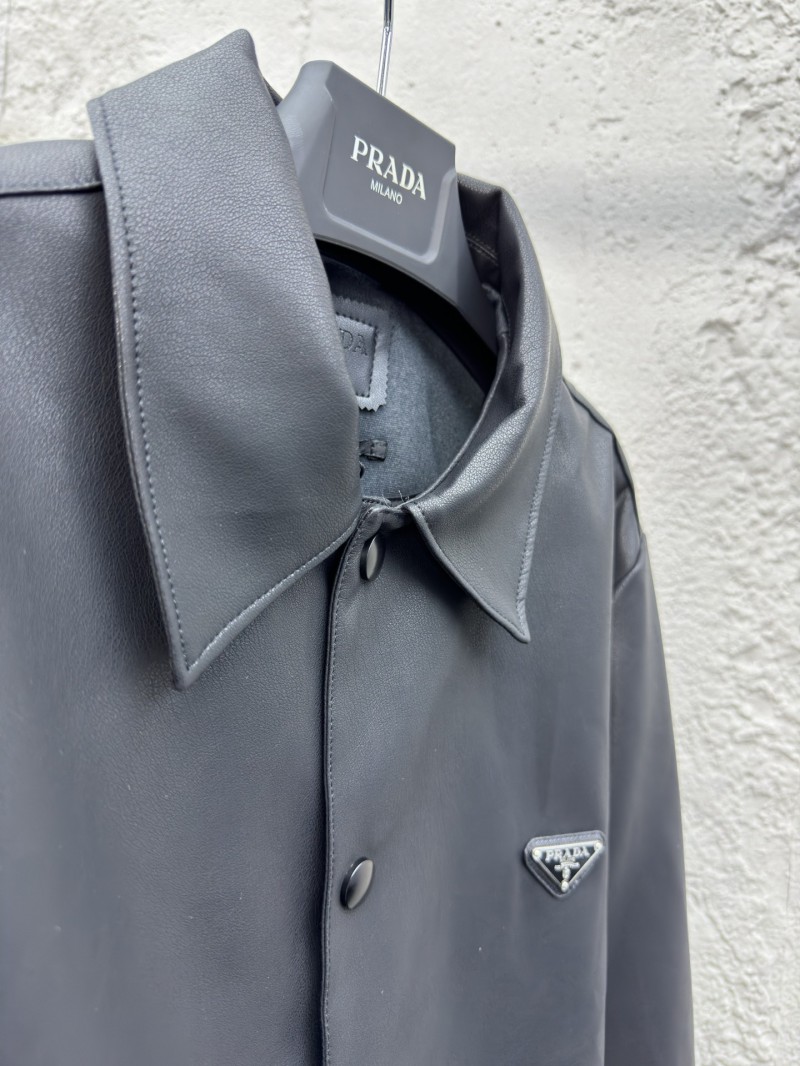 Prada Lambskin Triangle Label Leather Jacket 7