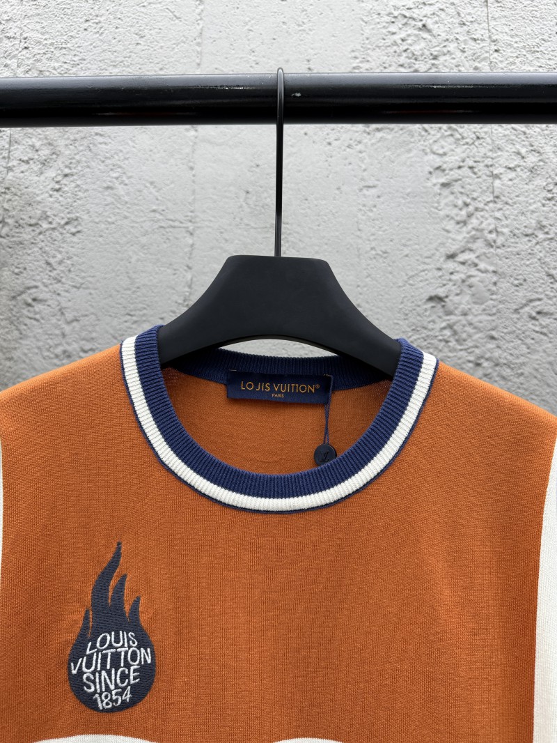 Lv Crew Neck Flame Jacquard Woolen Short Sleeve 2