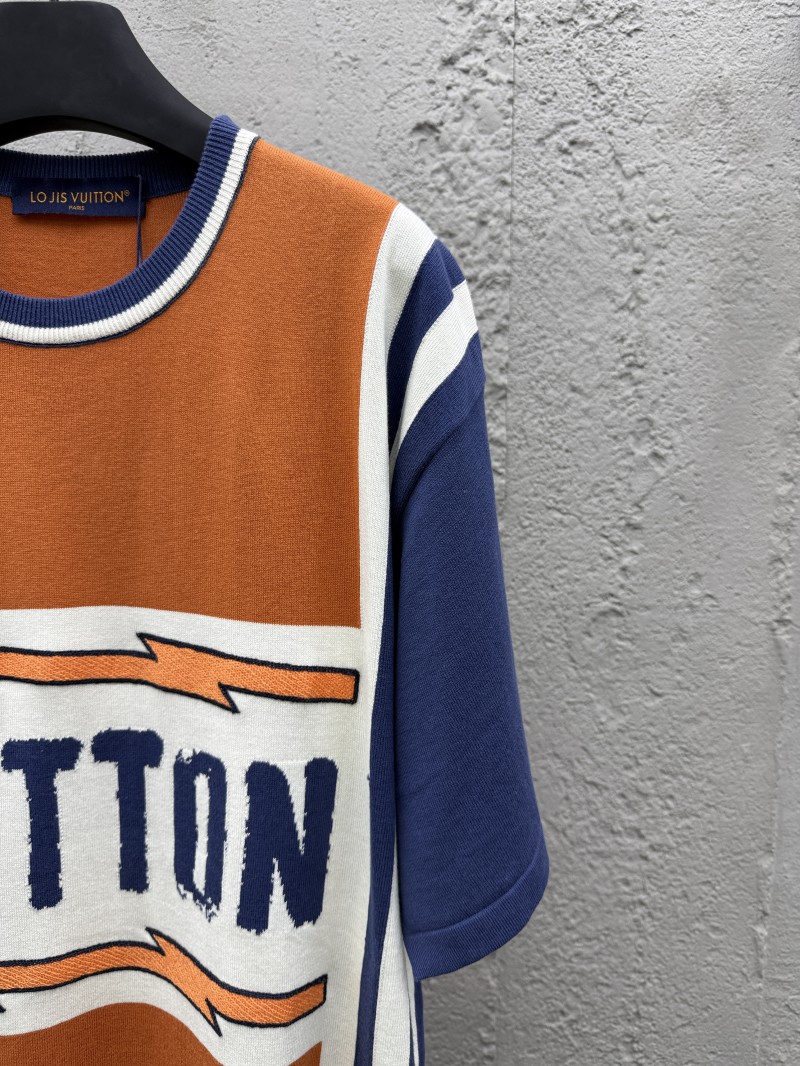 Lv Crew Neck Flame Jacquard Woolen Short Sleeve 4