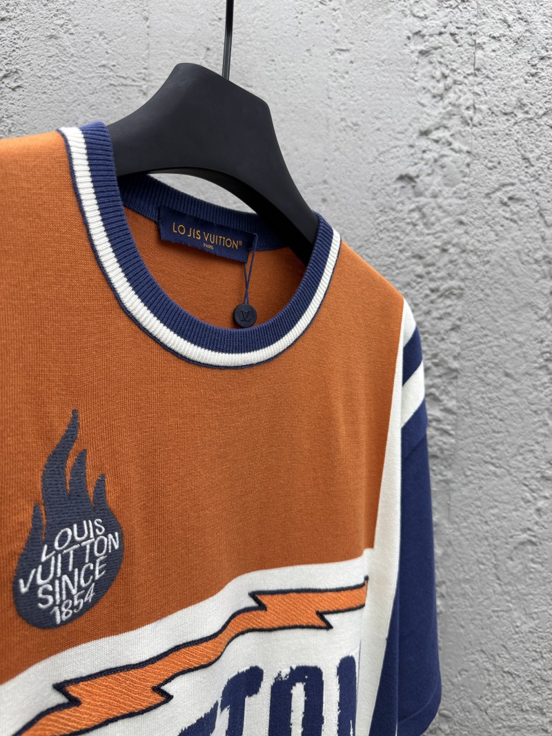 Lv Crew Neck Flame Jacquard Woolen Short Sleeve 7