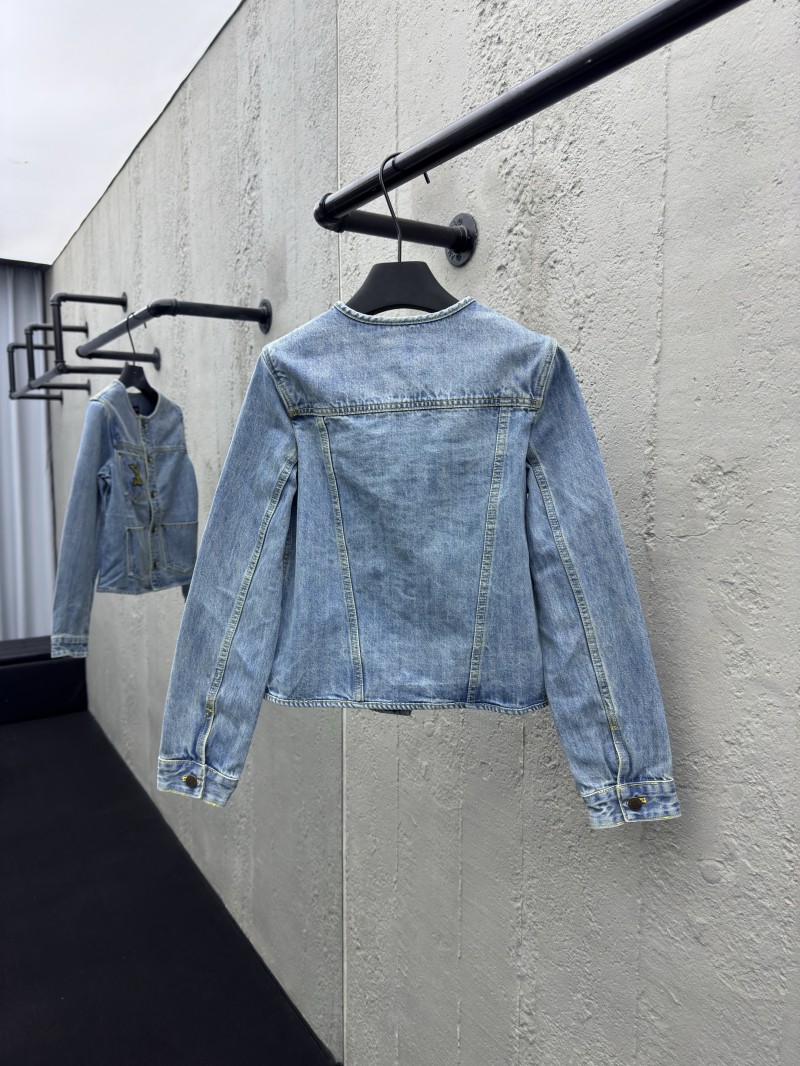 Lv Rope Embroidery Crew Neck Denim Jacket 1