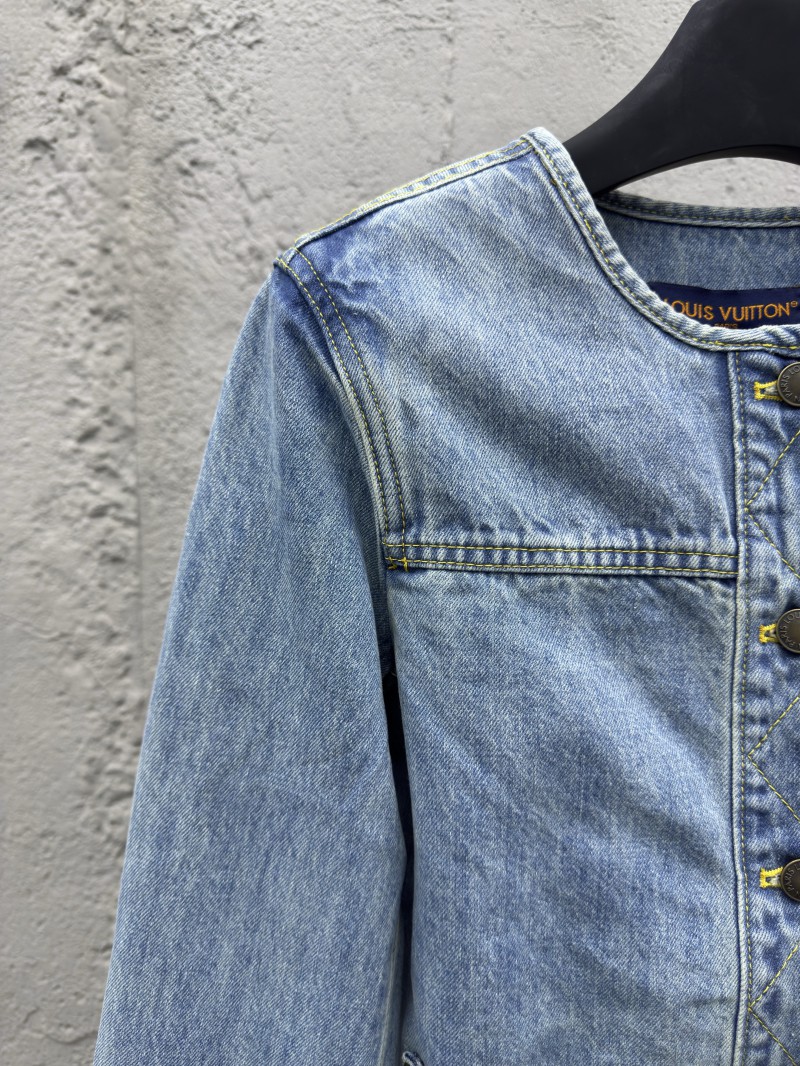 Lv Rope Embroidery Crew Neck Denim Jacket 3