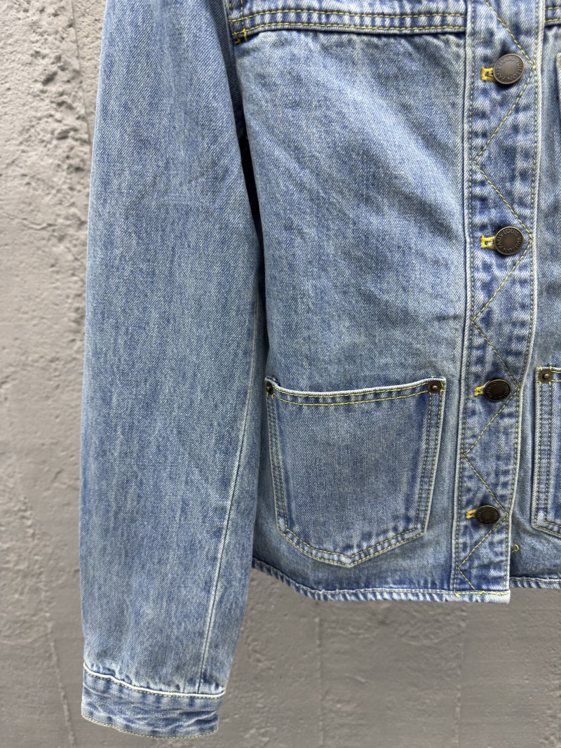 Lv Rope Embroidery Crew Neck Denim Jacket 5