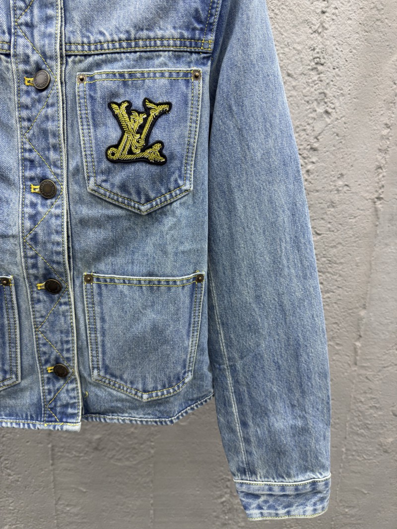 Lv Rope Embroidery Crew Neck Denim Jacket 6