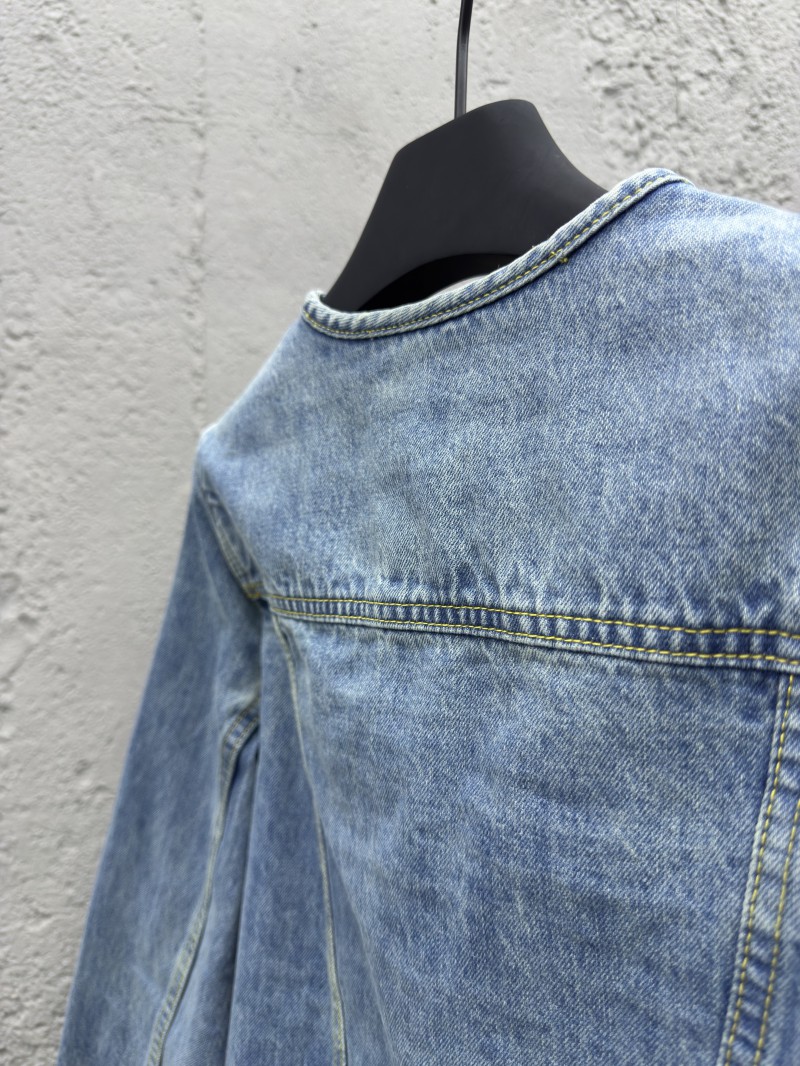 Lv Rope Embroidery Crew Neck Denim Jacket 8