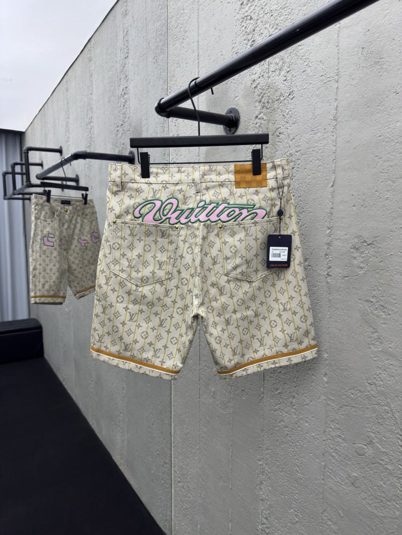 Lv Full Stamp Denim Shorts 1