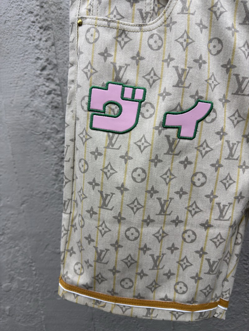 Lv Full Stamp Denim Shorts 5