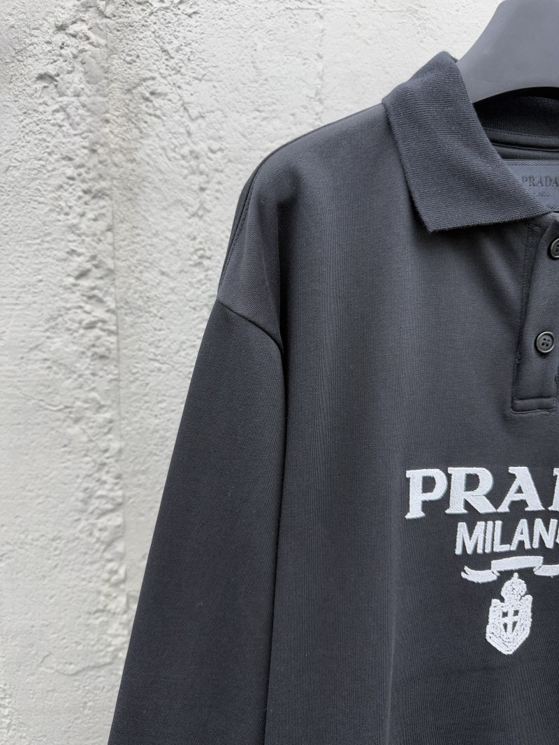 Prada Embroidered Polo Sweatshirt 1 3