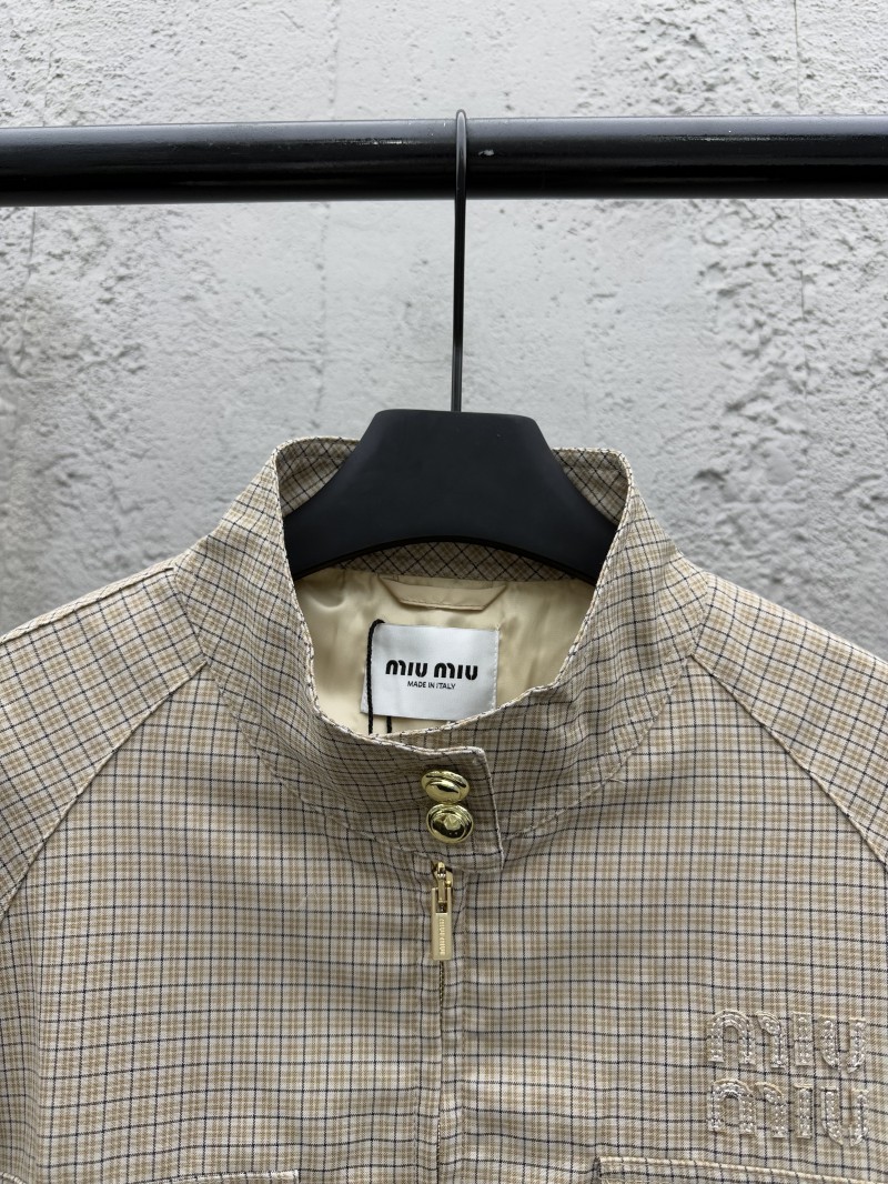 Miu Miu plaid belted jacket 2