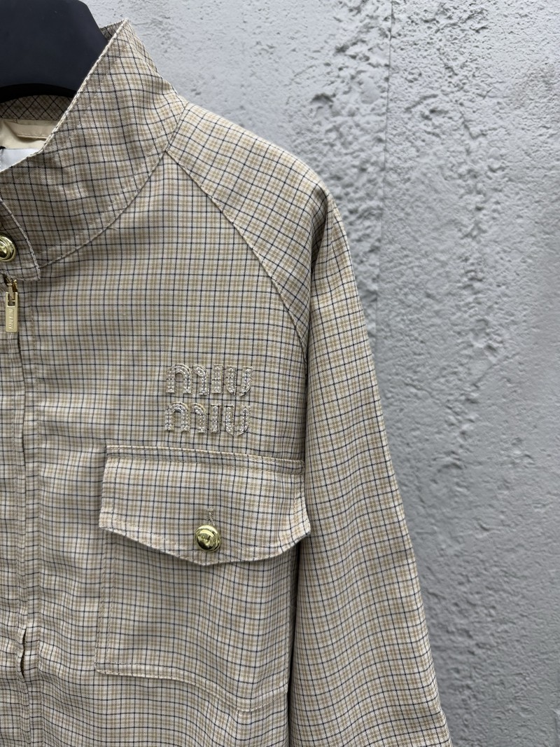 Miu Miu plaid belted jacket 4
