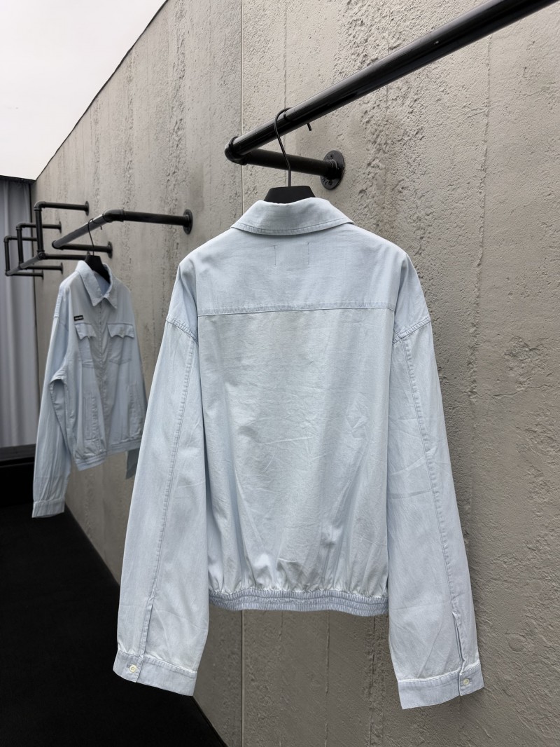 Miu Miu Solid Color Letter Logo Zipper Long Sleeve Jacket Coat 1