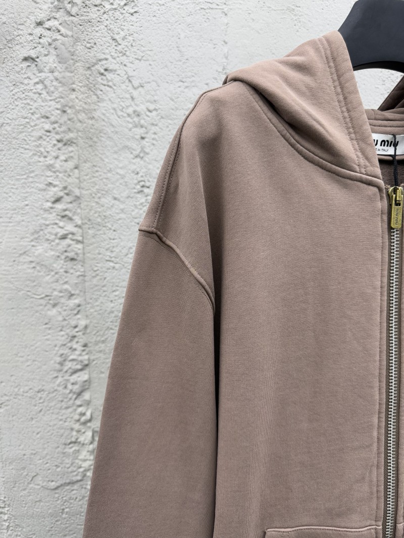 Miu Miu Cocoa Brown Logo Zipper Sweatshirt 3