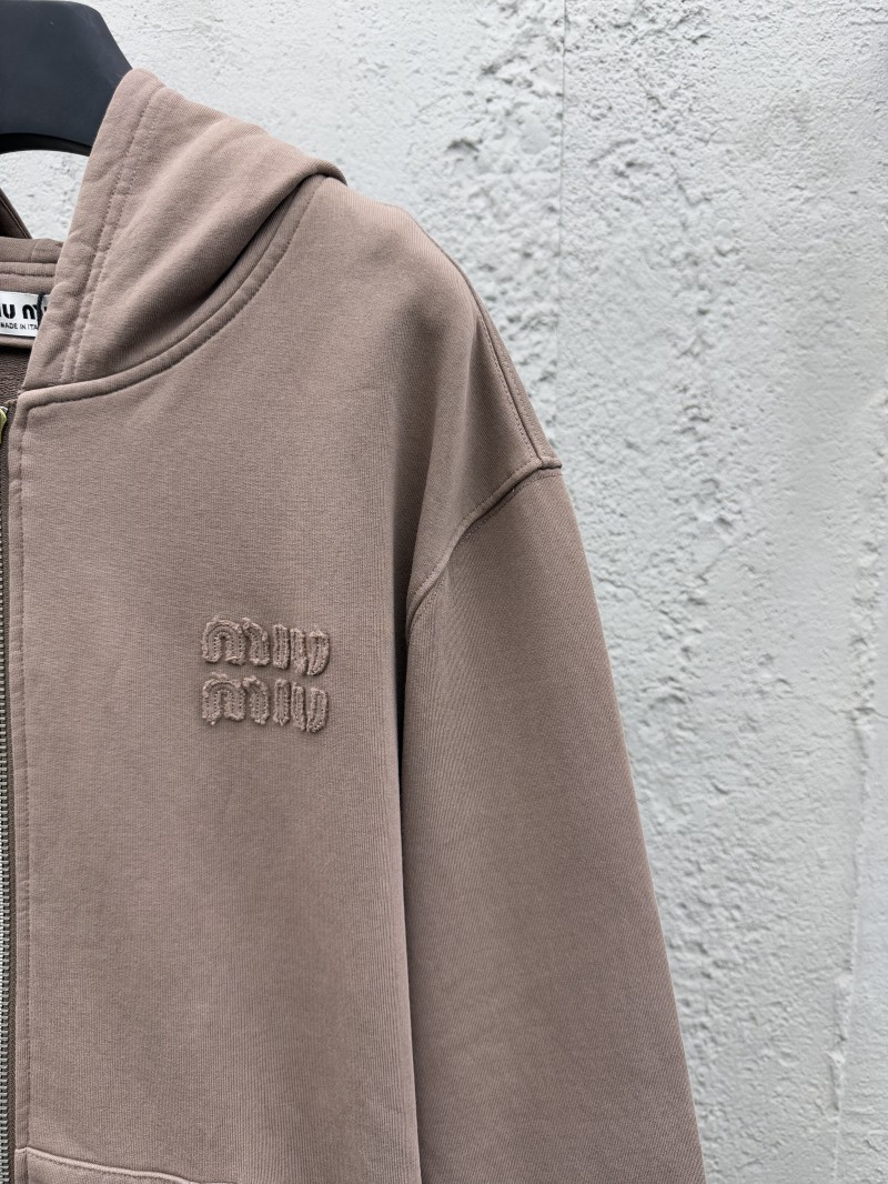 Miu Miu Cocoa Brown Logo Zipper Sweatshirt 4