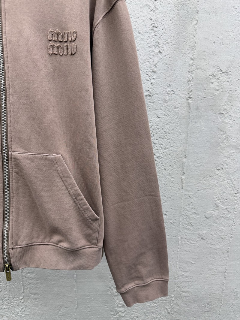 Miu Miu Cocoa Brown Logo Zipper Sweatshirt 6