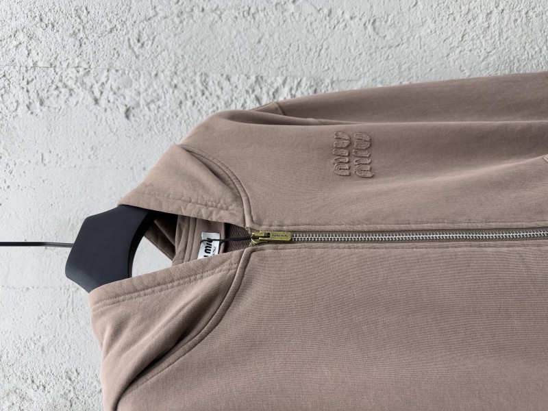 Miu Miu Cocoa Brown Logo Zipper Sweatshirt 7