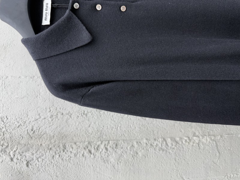 Miu Miu Letters Embroidered Long Sleeve Polo 3