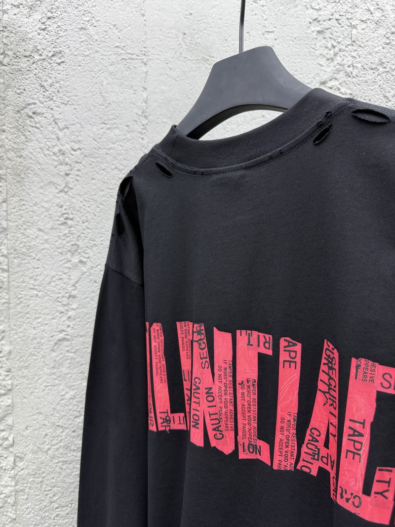 Balenciaga Loose Round Neck Monogram Drop Shoulder Long Sleeve T-Shirt 8