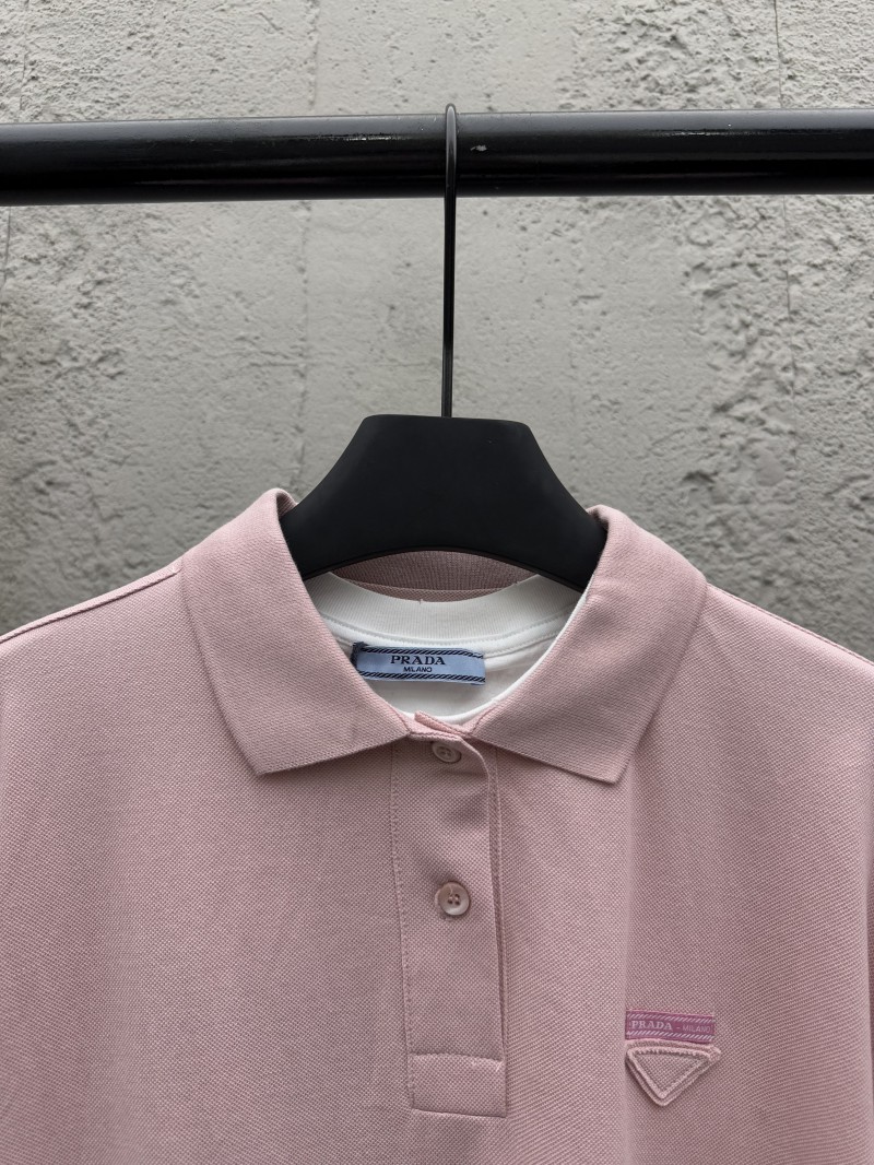 Prada Plain Knit False Two Piece Short Sleeve Polo Shirt 1 2