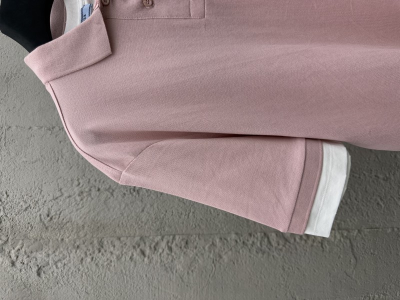 Prada Plain Knit False Two Piece Short Sleeve Polo Shirt 1 3