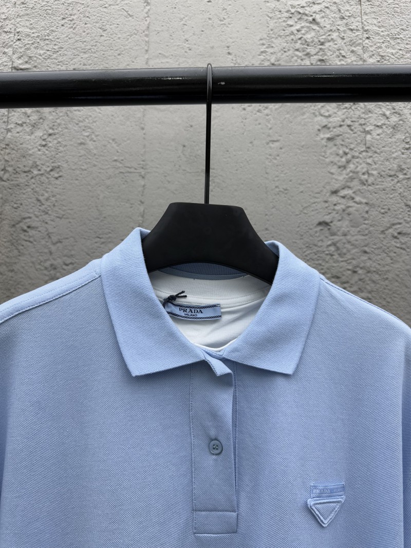 Prada Plain Knit False Two Piece Short Sleeve Polo Shirt 2 2