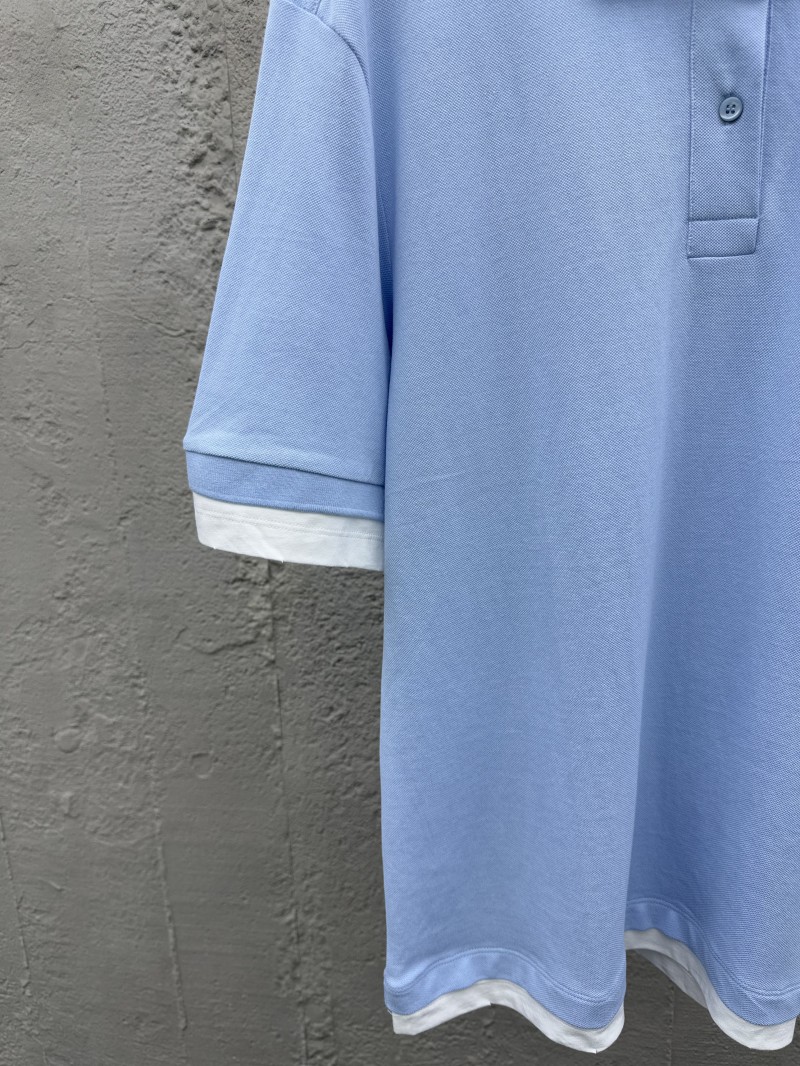Prada Plain Knit False Two Piece Short Sleeve Polo Shirt 2 5