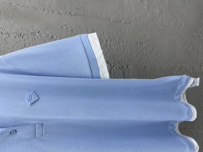 Prada Plain Knit False Two Piece Short Sleeve Polo Shirt 2 6